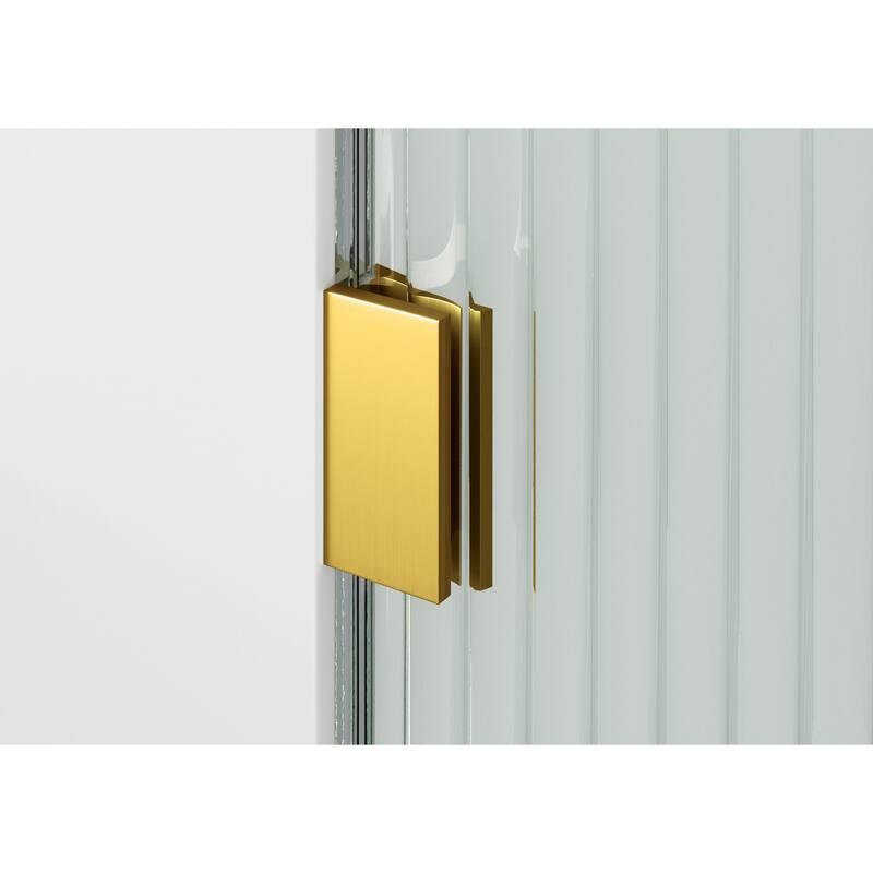 Aurora 58.25 in. x 30 in. Frameless Bath Shower Door - Single Fixed Panel Fluted Frosted Radius Left Hand