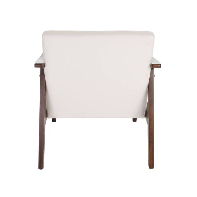 Zenvida Mid Century Modern Accent Armchair Solid Hardwood Upholstered