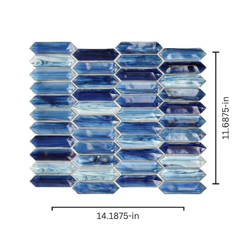 The Tile Life Island Antigua 14x12 Aruba Glossy Glass Picket Mosaic Wall & Backsplash Tile