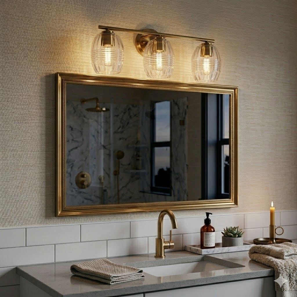 Lunix Three-Light Bathroom Vanity Fixture with Clear Glass Shades