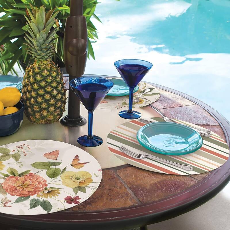 Wipe-Clean Reversible Round Shaped Placemats, Blessed by Nature, Set of 4, Made in The USA