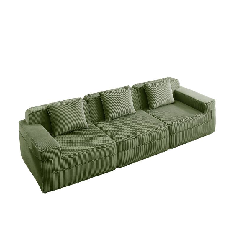 GDFStudio - Modular 3-Seater 117.3" Corduroy Boneless Cloud Sofa