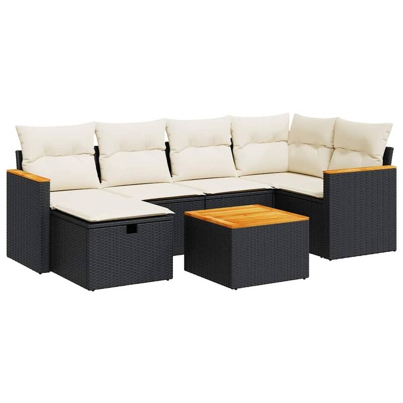 vidaXL Patio Sofa Set with Cushions Outdoor Conversation Furniture Poly Rattan