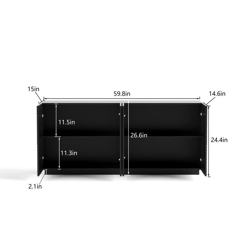 Sideboard Buffet Cabinet,4 Doors Modern Accent Storage Sideboard,Luxurious Floor Cabinet Buffet with Freestanding Anti Dumping