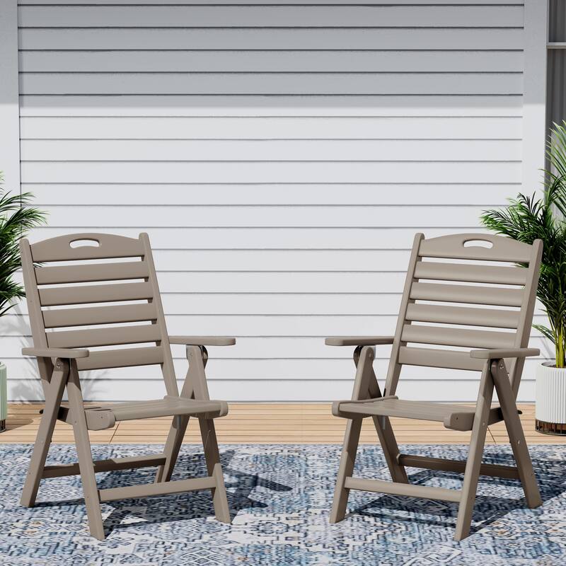 Coastline Patio Folding Highback Dining Chair Set of 2