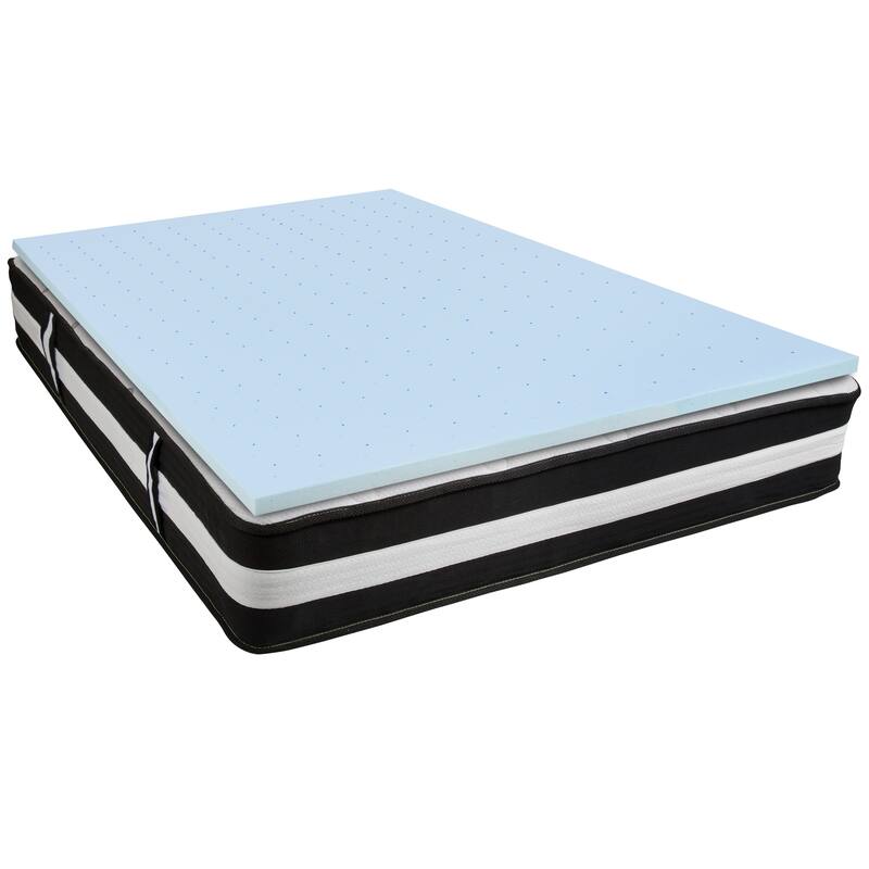 12" Mattress & Gel Memory Foam Topper Bundle Set