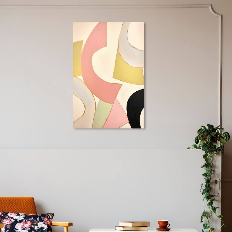 Wynwood Studio Canvas Abstract Shapes are moving around Pink and Modern & Contemporary Wall Art Canvas Print