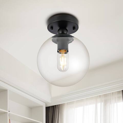 Clear Glass Semi Flush Mounted Ceiling Light