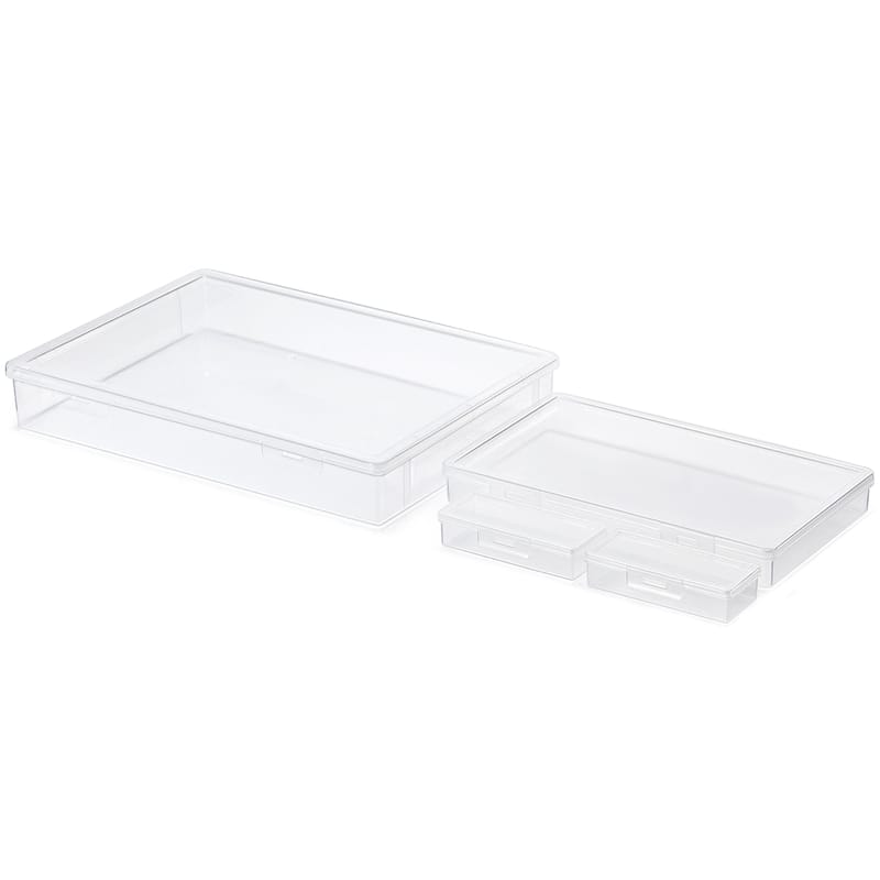 Sorbus Paper and Document Storage Box Set Stackable for Office and Craft Supplies (4 Piece) - Clear - Plastic