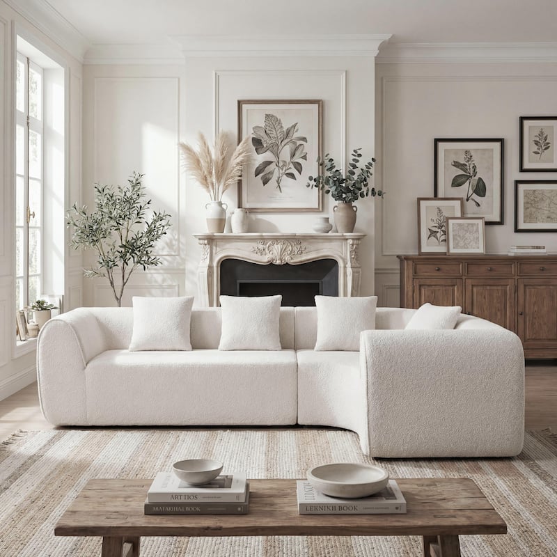 Christopher Knight Home - Curved Modular 110" Upholstered Sectional Sofa