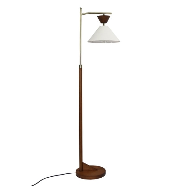 Mid-Century Modern Corner Floor Lamp with Foot Switch - Brown
