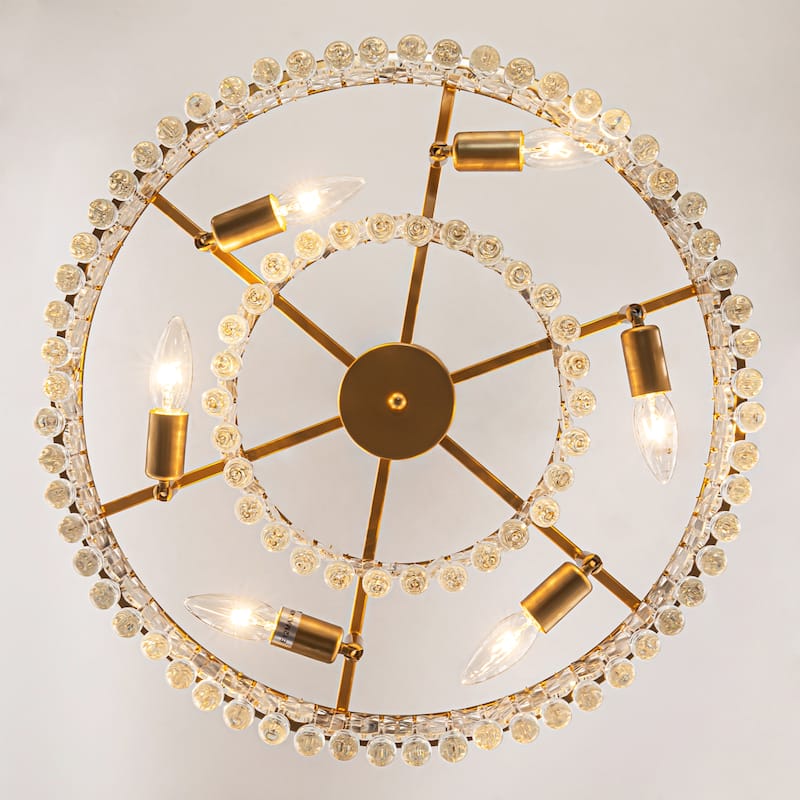 Starsky 6-Light 21" Modern Crystal Drum Living Room Contemporary Round Chandelier