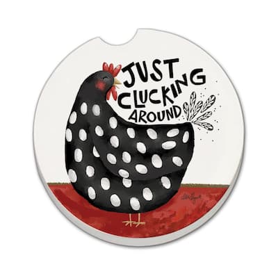 Cluckin Around 2 Pack Absorbent Stone Coaster for Vehicle Cup Holder 2.6” Diameter Manufactured in The USA
