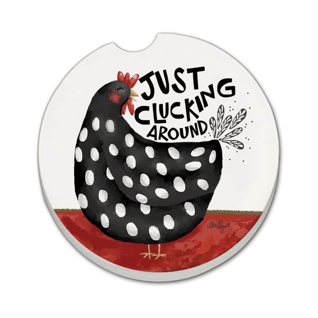 Cluckin Around 2 Pack Absorbent Stone Coaster for Vehicle Cup Holder 2.6” Diameter Manufactured in The USA