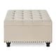 preview thumbnail 14 of 34, Large Upholstered Button Tufted Square Storage Ottoman with Nail Trims