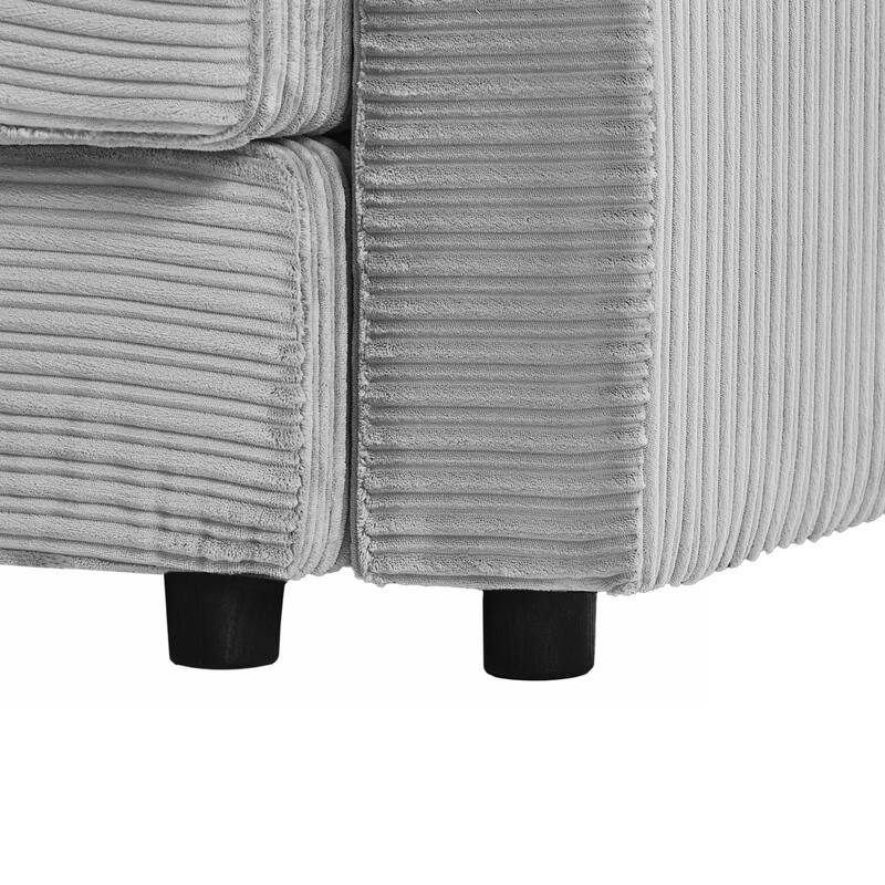 41.7" Modern Grey Corduroy Single Sofa with Storage, Ottoman, USB Ports, Cup Holders & Phone Holder