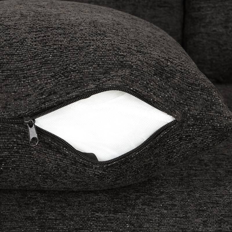 104" Modern L-Shape 3 Seat Reversible Sectional Couch, Pull Out Sleeper Sofa with Storage Chaise and 2 Stools