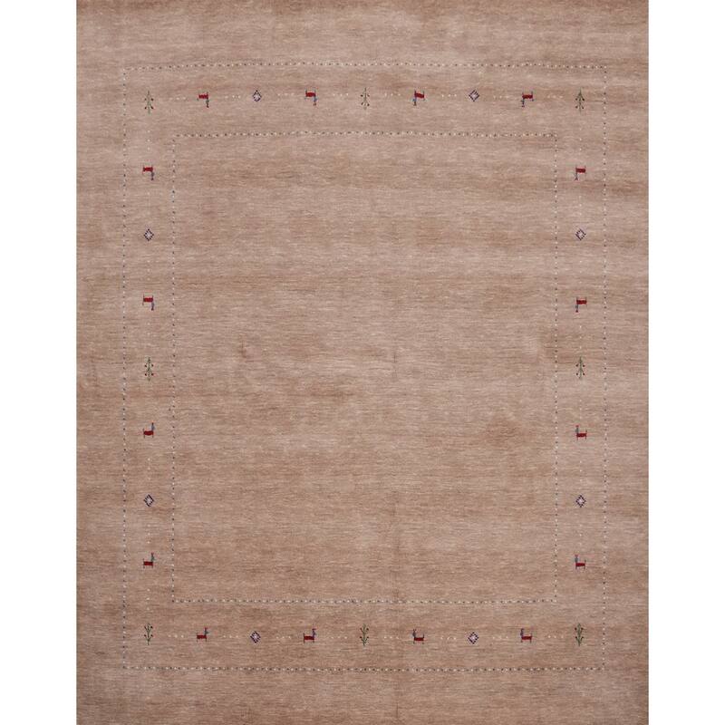 Hand Knotted Oriental 100% Wool Carpet Tribal Animal Pictorial Brown Gabbeh Area Rug - 7' 9'' X 8' 2''