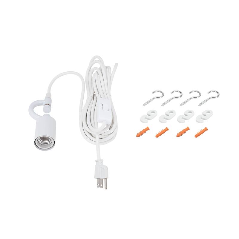 Aspen Creative 1-Light Plug-In Swag Light Conversion Kit, Light Grey - WHITE