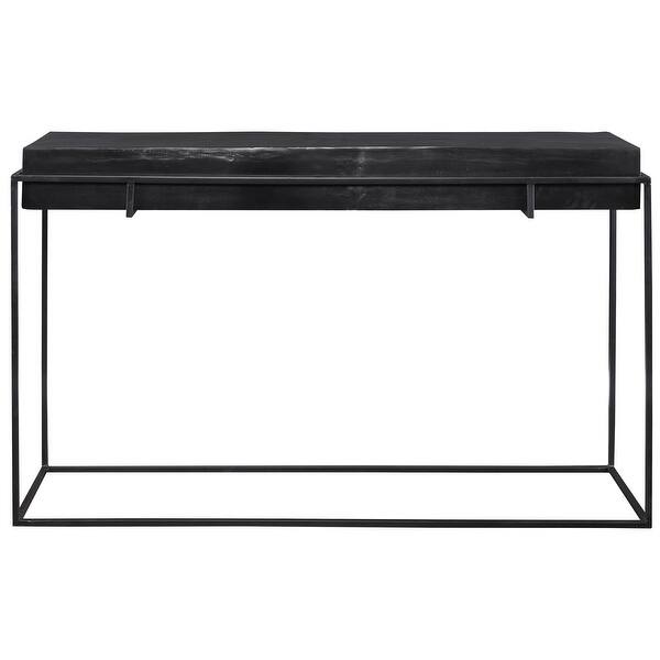 slide 2 of 3, Uttermost 25110 Telone 15" Wide Aluminum Top Iron Console Table Oxidized Black
