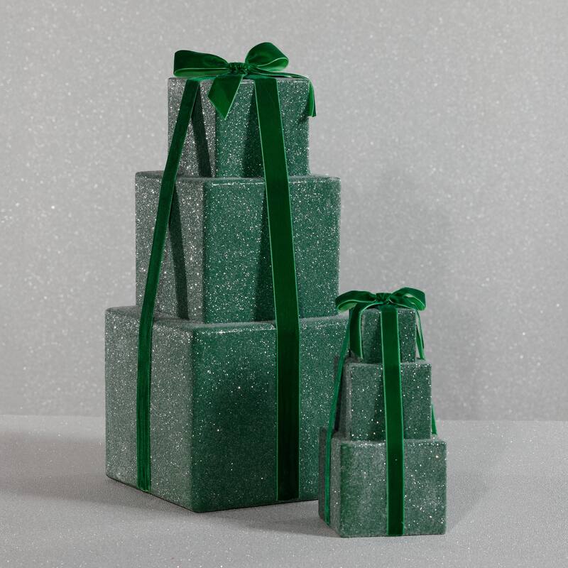 Stacked Presents Holiday Decorative Resin Figurine, 8.5" Tall