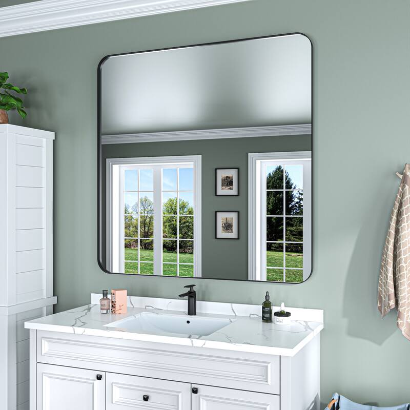 TOOLKISS Aluminum Alloy Round & Right Angle Frame Vanity Mirror