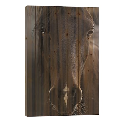 Dark Horse Print On Wood by Monika Strigel - Multi-Color