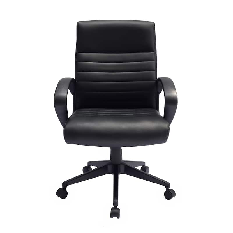 Swivel Task Chair, Black Ribbed Back Vinyl, Caster Wheels, Adjustable