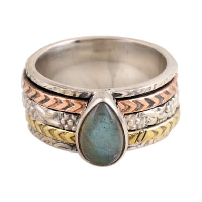 Novica Handmade Protection Gates Labradorite Meditation Ring