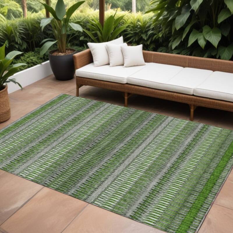 HomeRoots Striped Transitional Rectangle Outdoor Rug - 10' X 14'