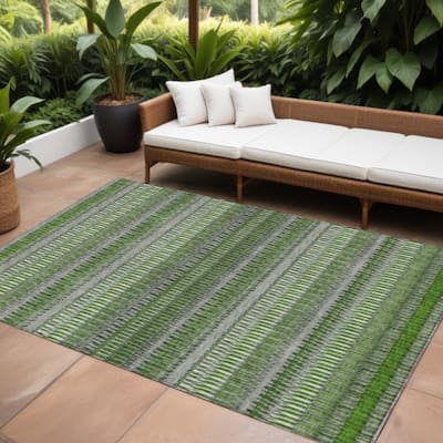 HomeRoots Striped Transitional Rectangle Outdoor Rug