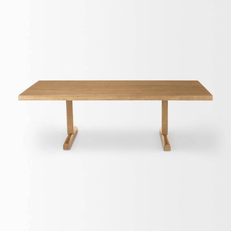 HomeRoots 55" Natural Solid Wood Double Pedestal Coffee Table - 55' X '17' X '30