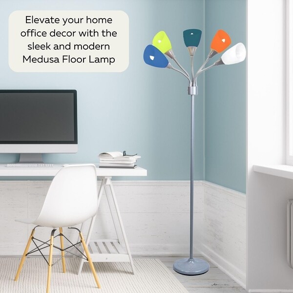 Brightech medusa led floor lamp multi head adjustable tall pole standing reading lamp for living room 2025