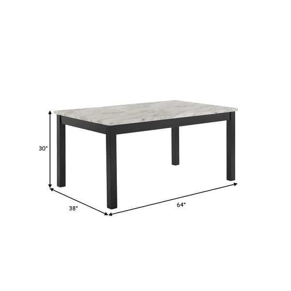 Kate 64 Inch Dining Table with Faux Marble Top, White and Black - Bed ...