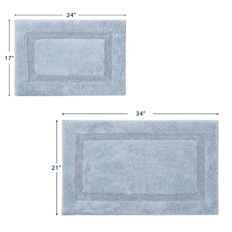 Nautica Peniston 2 Piece Cotton Bath Rug Set - Light Blue