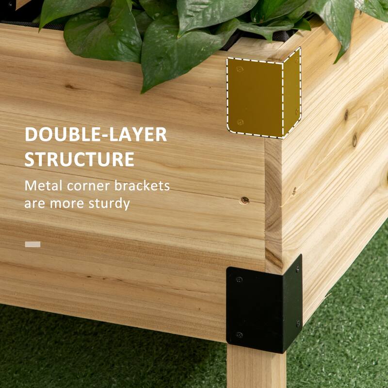 Outsunny Raised Garden Bed with Trellis, 2 Tier Wooden Elevated Planter Box with Legs and Metal Corners