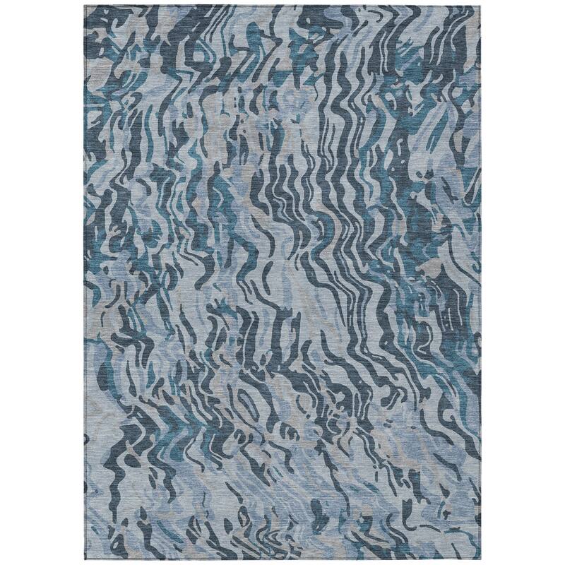 Machine Washable Indoor/ Outdoor Abstract Flow Chantille Rug