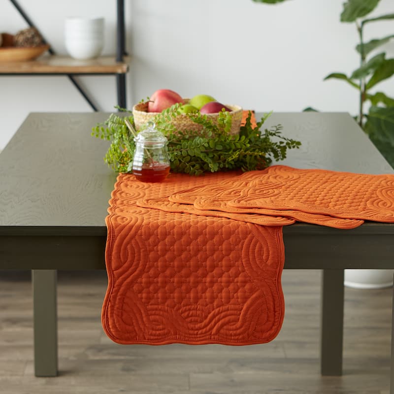 DII French Blue Quilted Farmhouse Table Runner