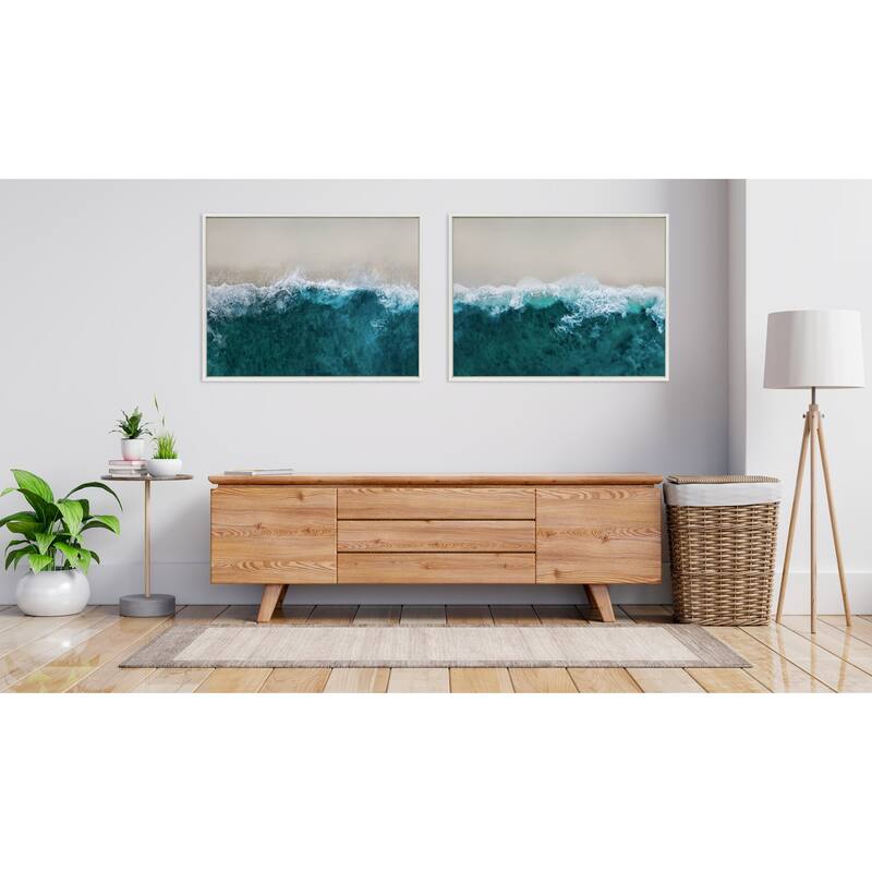 Kate and Laurel Sylvie Waves Framed Canvas by Creative Bunch Studio
