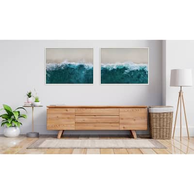 Kate and Laurel Sylvie Waves Framed Canvas by Creative Bunch Studio
