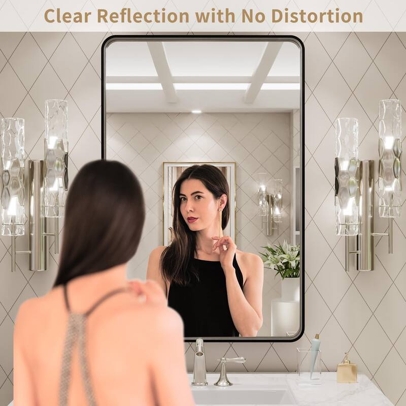 24x30 Inch Black Aluminium Frame Bathroom Mirror