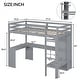 preview thumbnail 31 of 42, Twin/Full Size Loft Bed with L-Shaped Desk, Wardrobe and Storage Shelves, Solid Wood Loft Bed Frame with Ladder and Guardrail