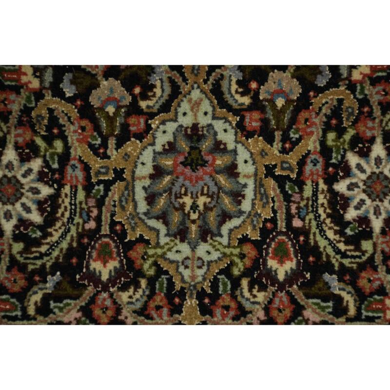 Hand Knotted Oriental 100% Wool Carpet Traditional Geometric Black Tabriz-Mahi Area Rug - 10' 2'' X 6' 7''