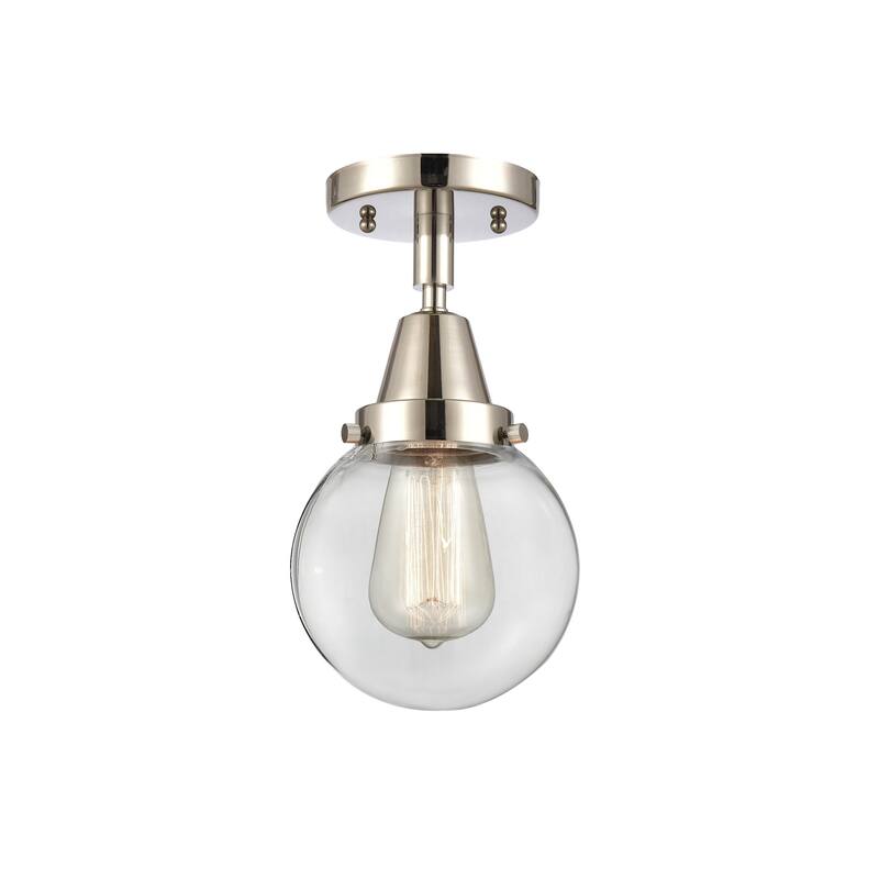 Innovations Lighting 447-1C-11-6 Beacon Flush Mount Beacon 6" Wide - Polished Nickel / Clear
