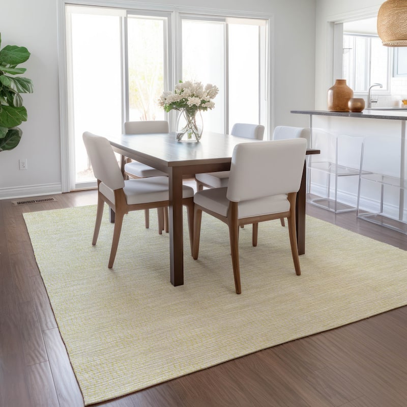 Machine Washable Indoor/ Outdoor Solid Causal Chantille Rug
