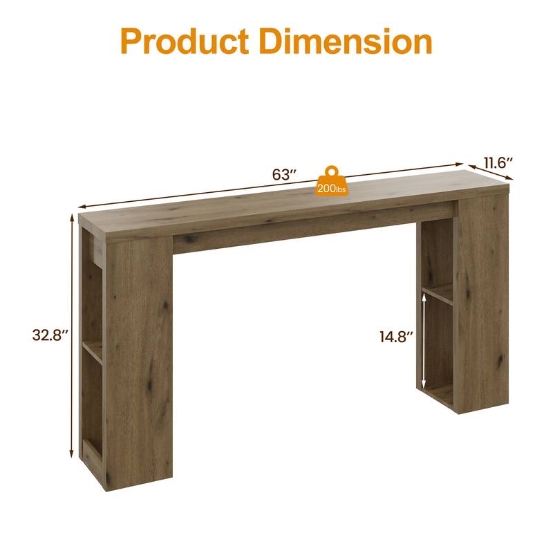 63'' Long Console Table with Storage
