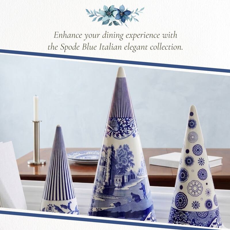Spode Blue Italian Cone Shaped Topiary