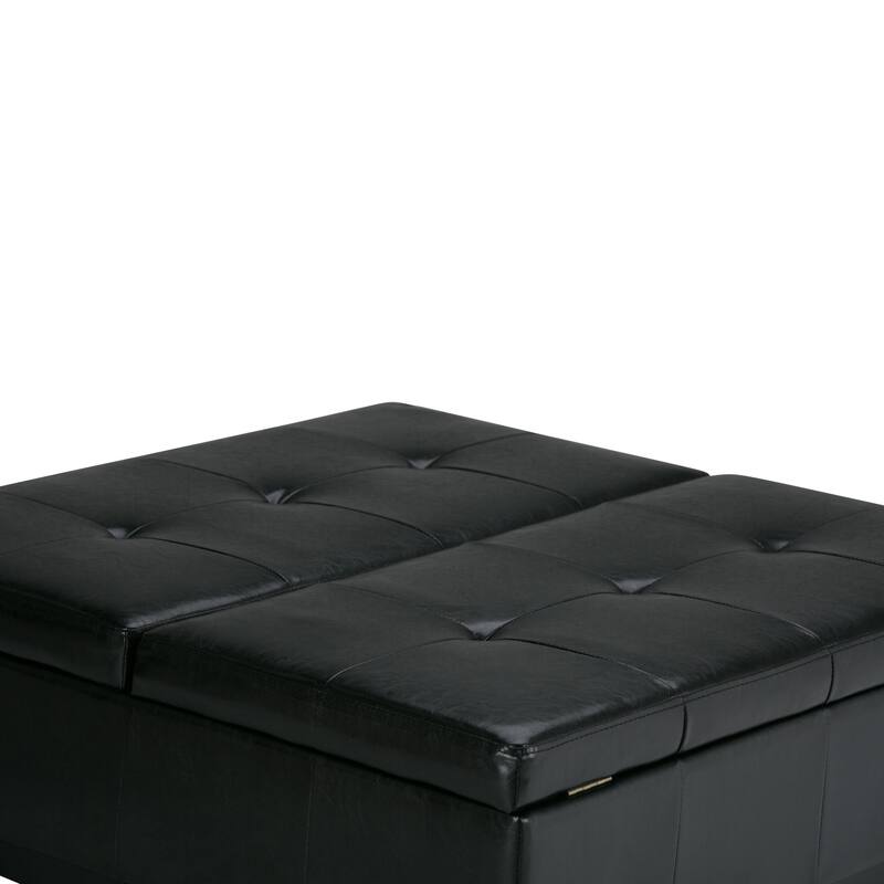 Square Coffee Table Storage Ottoman - Black