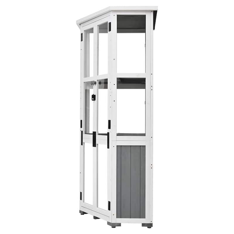 Roomfitters 63" Garden Wood Storage Cabinet with Waterproof Roof and Lockable Door
