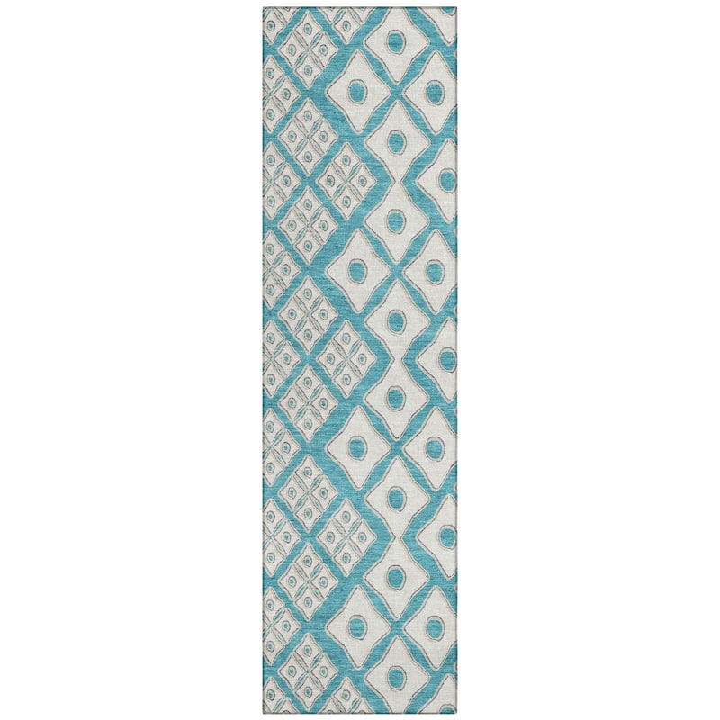 Machine Washable Indoor/ Outdoor Chantille Diamond Geo Rug